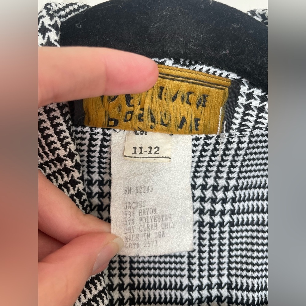Vintage Positive Influence Cropped houndstooth Blazer Jacket Double Breasted - Picture 6 of 11